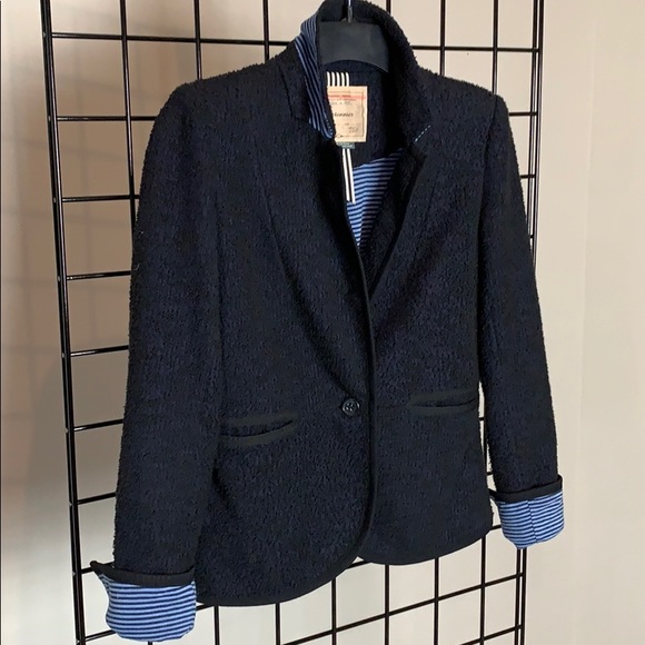 Anthropologie Cartonnier Navy Blue Textured Blazer - Picture 6 of 8